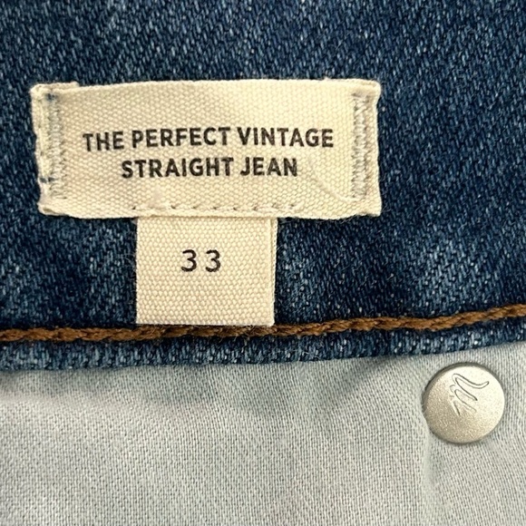 NWT Madewell The Perfect Vintage Straight Jeans in Med Wash Womens Size 33 Denim - Picture 6 of 12